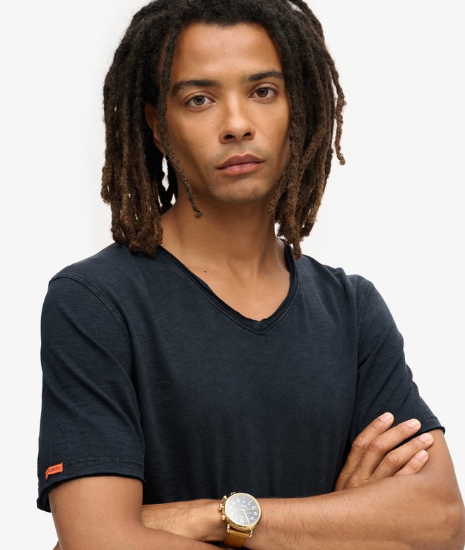 Raw Edge Slub V-Neck T-Shirt