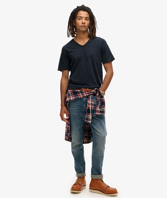 Raw Edge Slub V-Neck T-Shirt