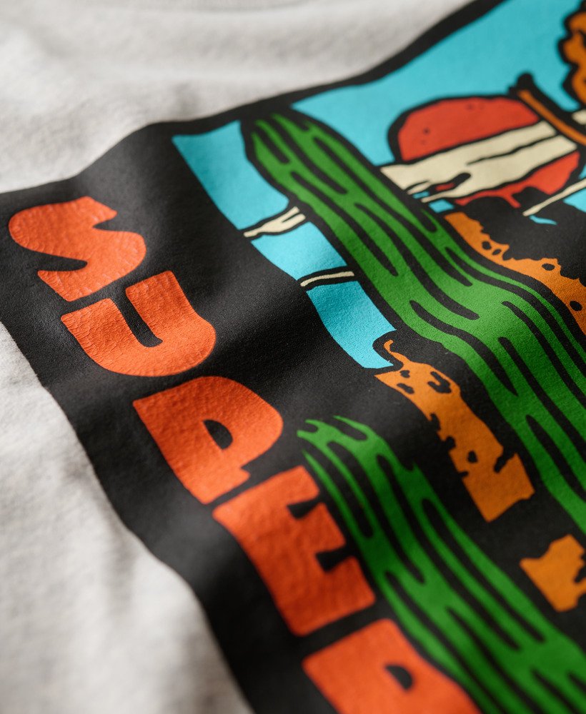mens Travel Postcard Graphic T-Shirt in Glacier Grey Marl