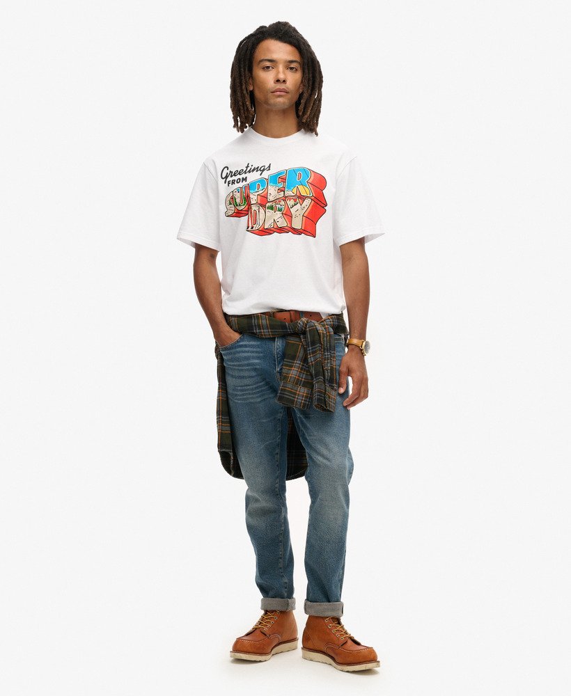 mens Travel Postcard Graphic T-Shirt in OPTIC | Superdry US