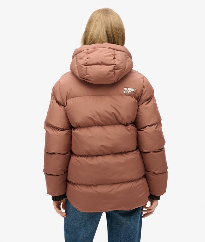 Hooded Mid Length Sports Puffer Jacket
