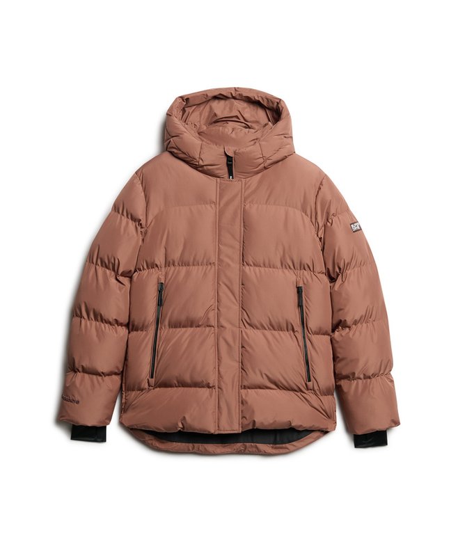Hooded Mid Length Sports Puffer Jacket