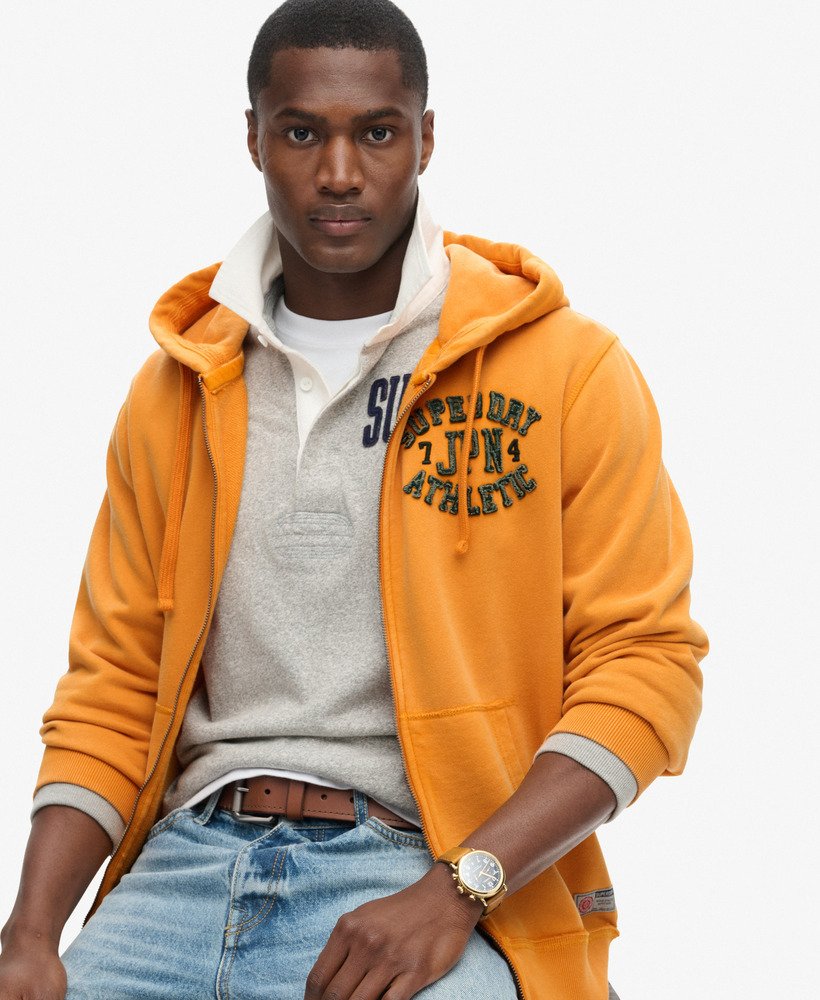 mens Vintage Athletic Zip Hoodie in TRACK GOLD | Superdry US
