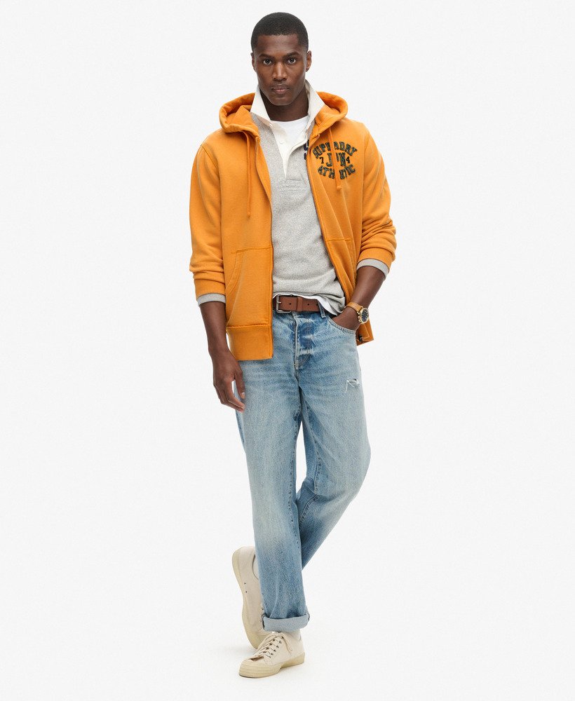 mens Vintage Athletic Zip Hoodie in TRACK GOLD | Superdry US