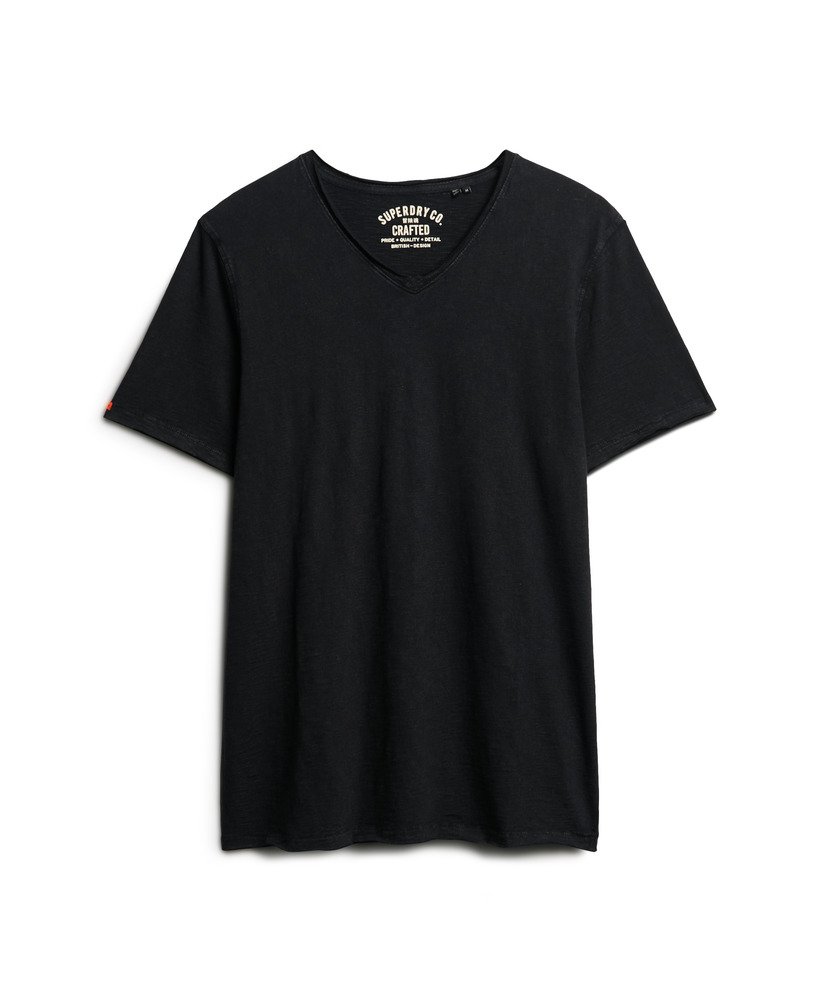 mens Raw Edge Slub V-Neck T-Shirt in Black | Superdry UK