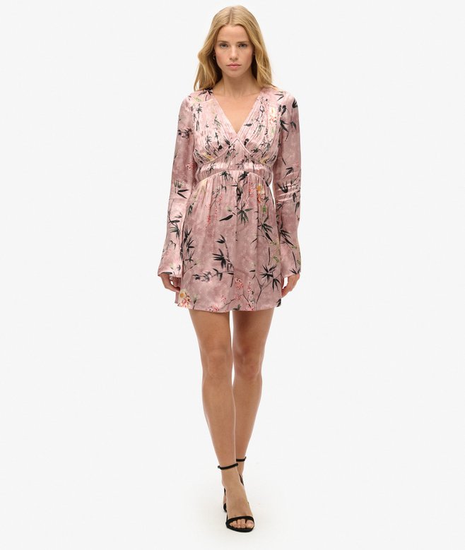 Flare Sleeve Jacquard Mini Dress