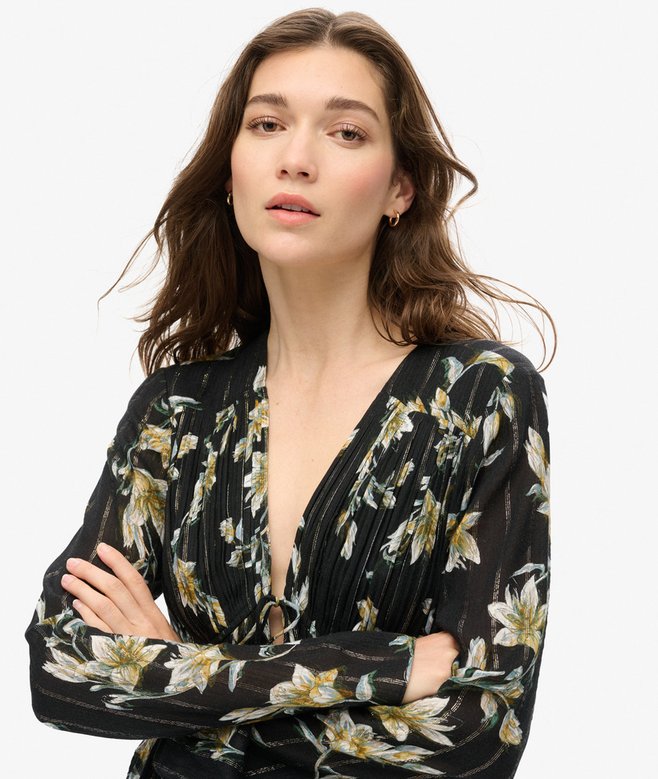 70s Sleeve Pleated Woven Top