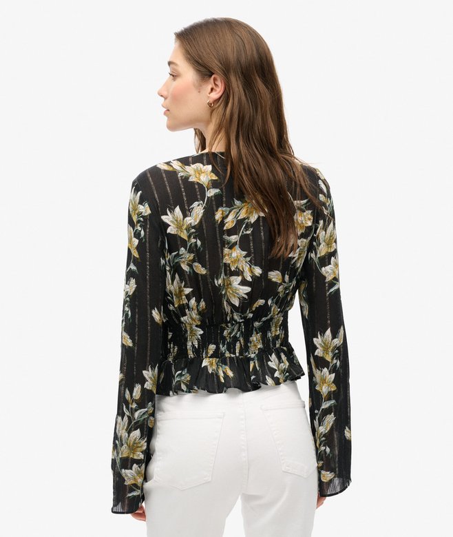 70s Sleeve Pleated Woven Top