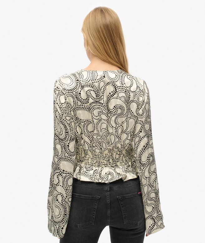 70s Sleeve Pleated Woven Top