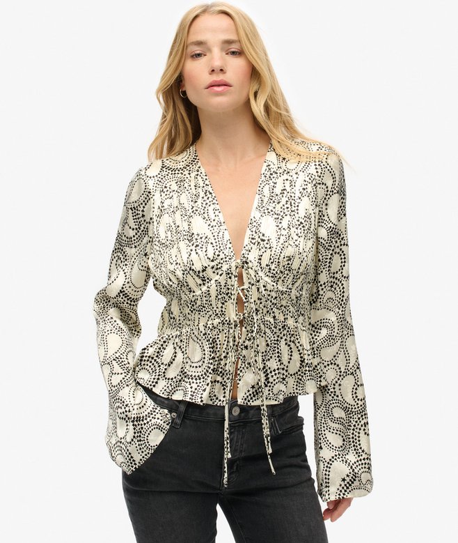 70s Sleeve Pleated Woven Top