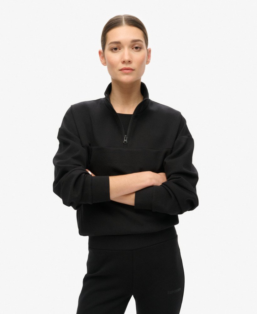 womens Sport Tech Relaxed Half Zip Sweatshirt in Black | Superdry