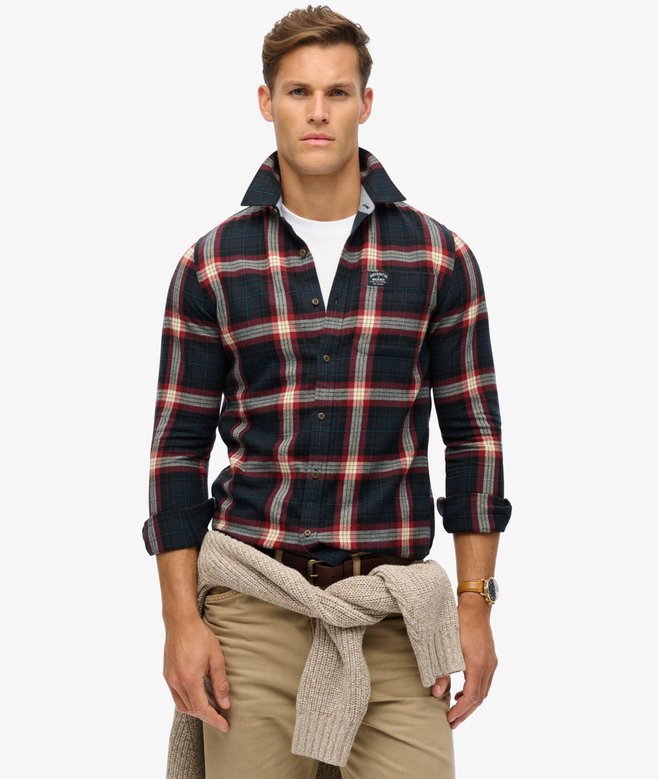 Chemise Flanelle Homme Col Revers Manches Longues Ample Casual Doux Carreaux - Gris Gris - Prêt-à-Porter