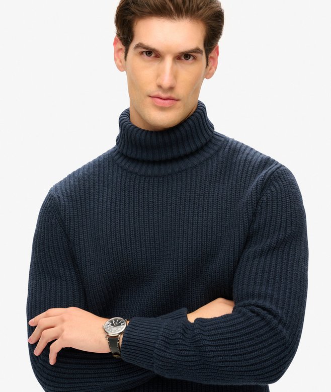 The Merchant Store - Textured Roll Neck Jumper