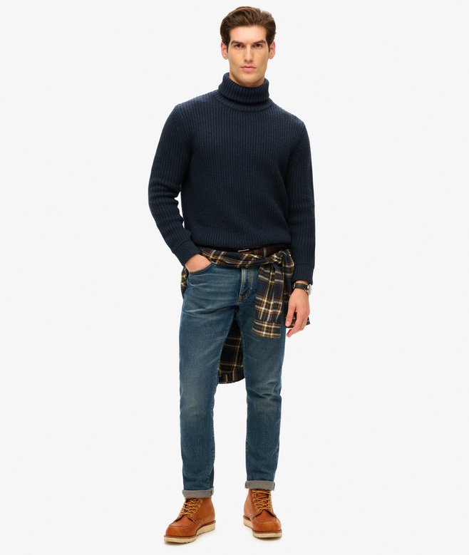 The Merchant Store - Textured Roll Neck Jumper