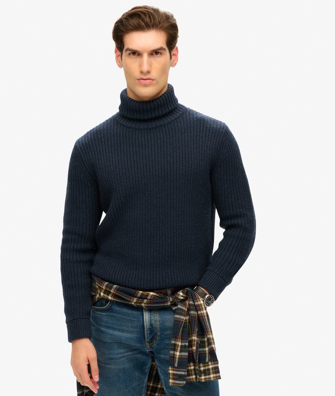 The Merchant Store - Textured Roll Neck Jumper