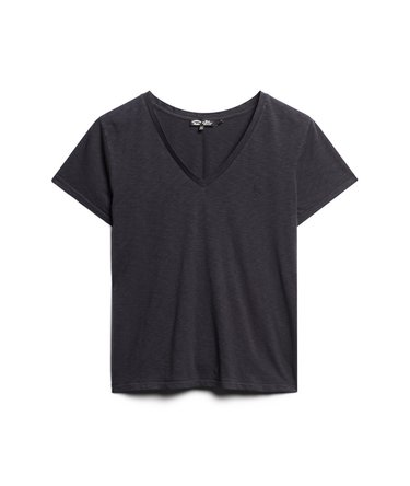 Strukturiertes T-Shirt mit V-Ausschnitt und Stickerei Image 7