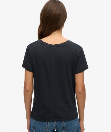 Strukturiertes T-Shirt mit V-Ausschnitt und Stickerei Image 4