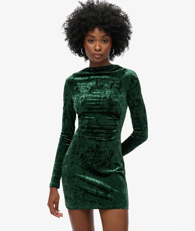 Velvet Long Sleeve Mini Dress