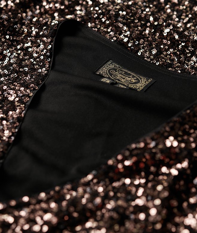 womens Sequin Wrap Mini Dress in Bronze Mega Sequin | Superdry UK