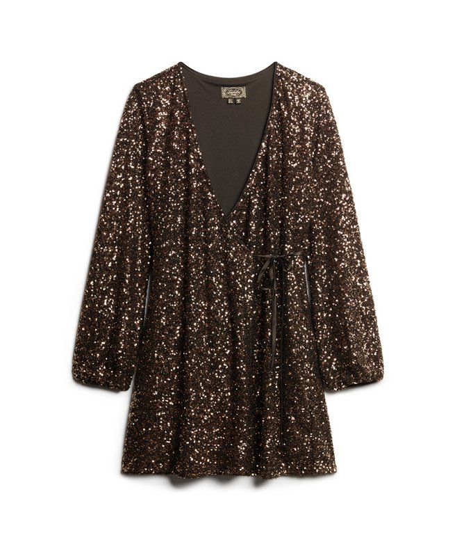 Sequin Wrap Mini Dress