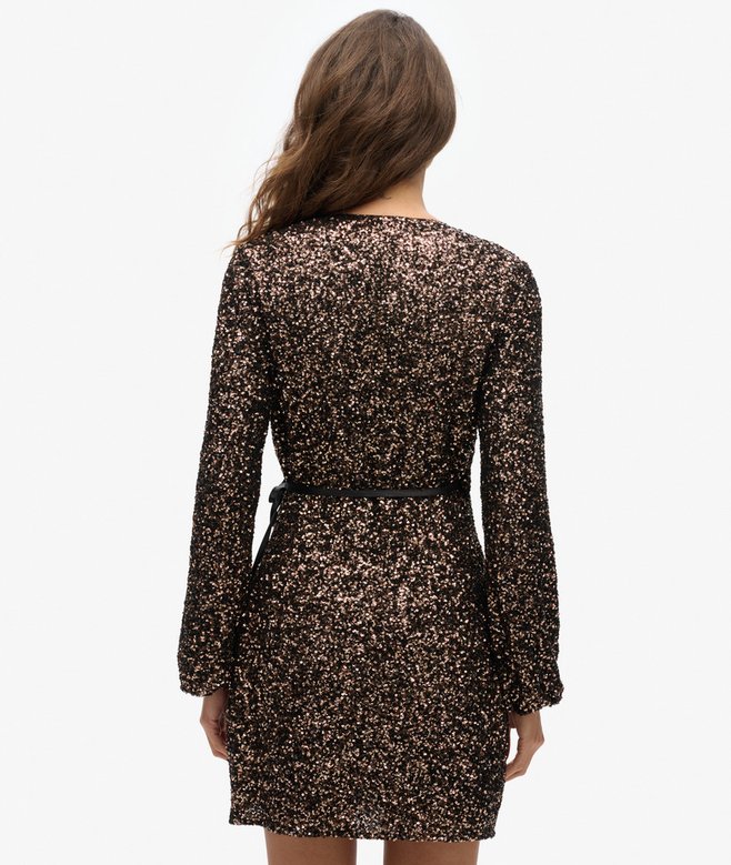 Sequin Wrap Mini Dress