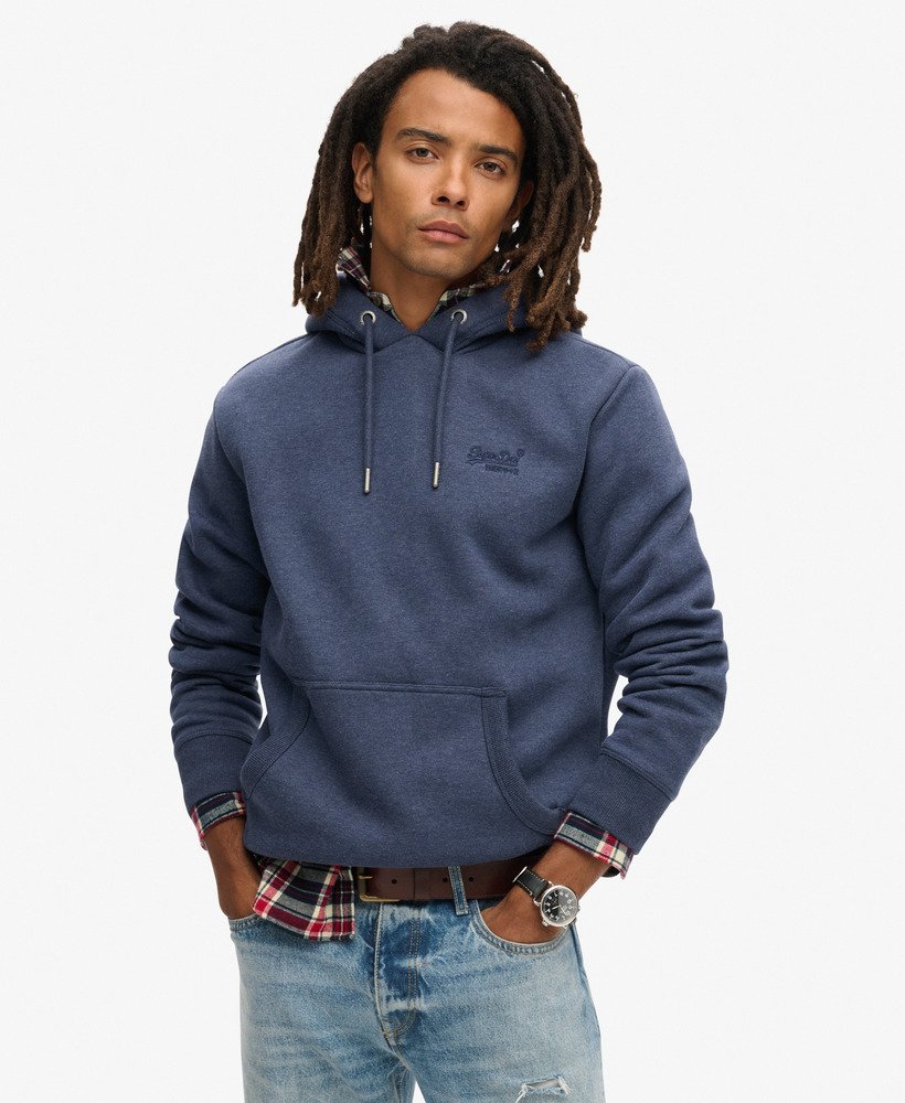 Sweat à Capuche Superdry Homme – Logo Brodé, Bleu Marine Chiné, En Polyester Recyclé - 12