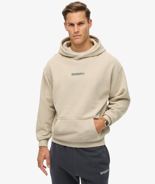 Micro Logo Graphic Loose Hoodie