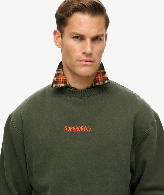 Micro Logo Graphic Loose Crew Sweatshirt