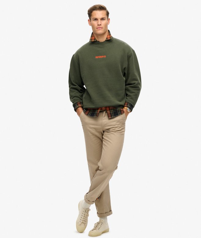 Micro Logo Graphic Loose Crew Sweatshirt