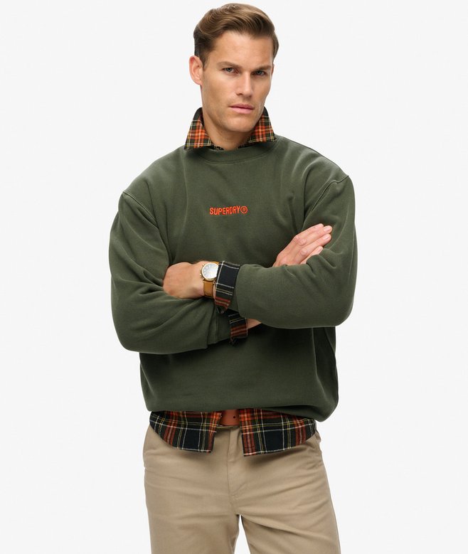 Micro Logo Graphic Loose Crew Sweatshirt