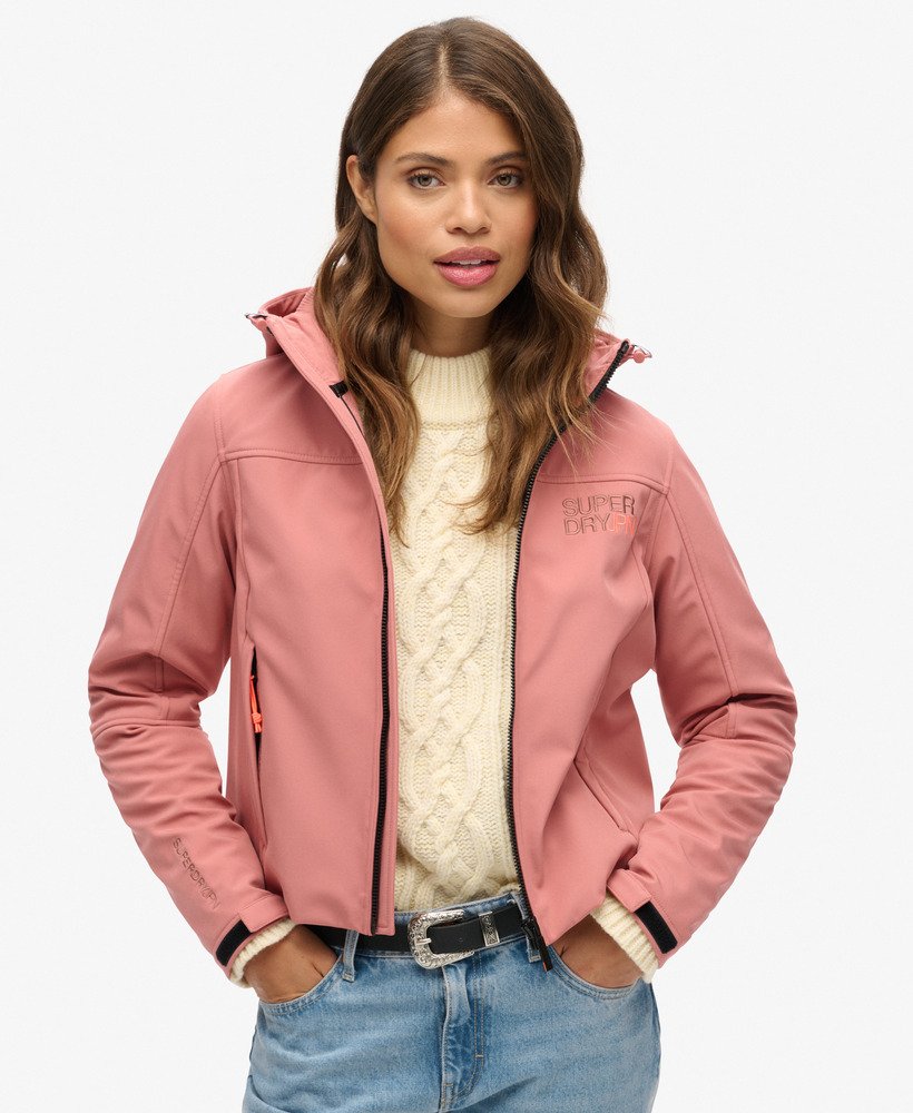womens Hooded Soft Shell Trekker Jacket in Withered Rose | Superdry UK