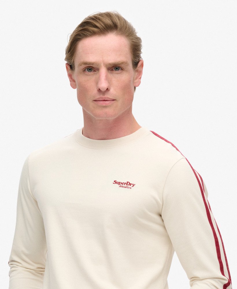 mens Essential Logo Retro Long Sleeve Top in White Sand | Superdry US