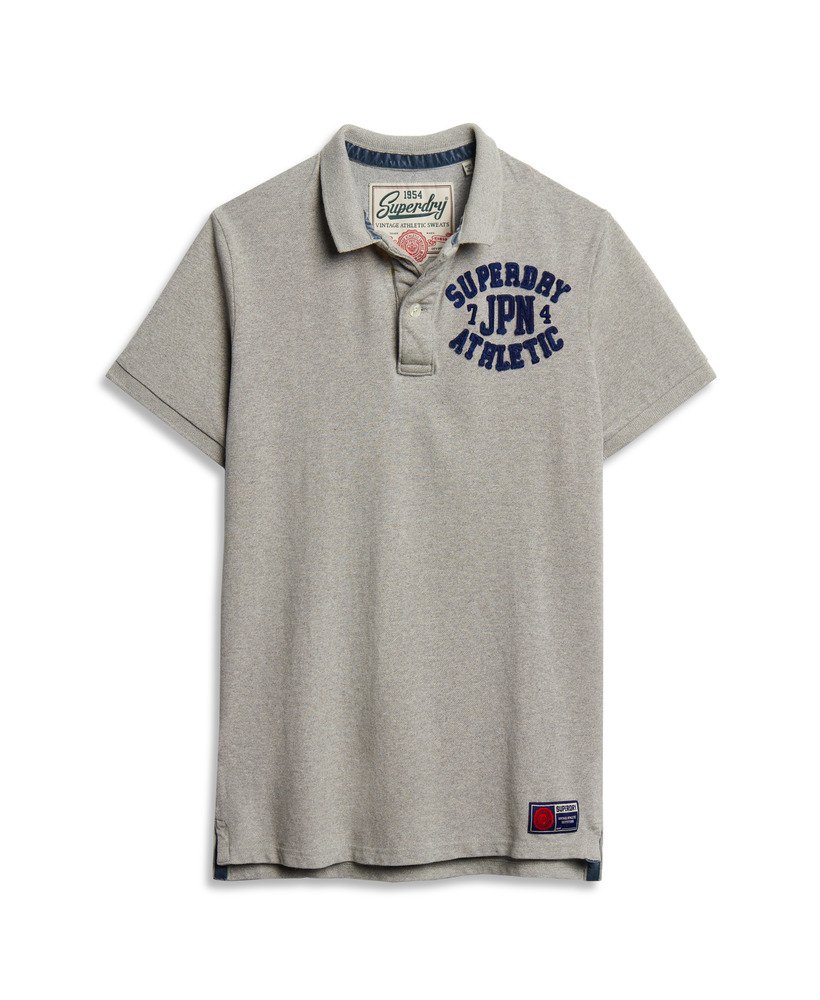 mens Vintage Athletic Polo Shirt in LIGHT GREY MARL