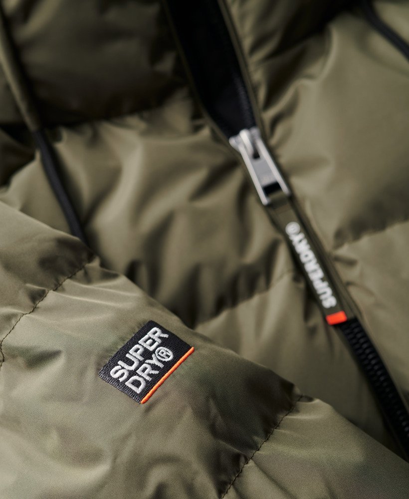 mens Sports Puffer Bomber Jacket in Dusty Olive Green | Superdry UK