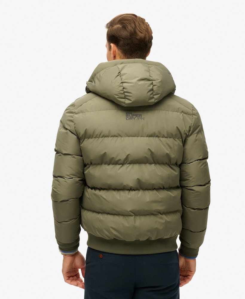 mens Sports Puffer Bomber Jacket in Dusty Olive Green | Superdry US