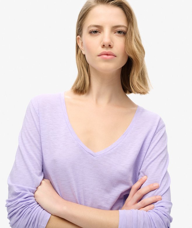 Long Sleeve V Neck Jersey Top