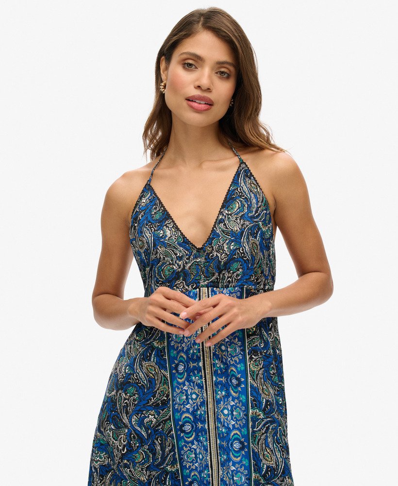 ドレス Original paisley pattern dress Paisley Print V-Neck Maxi Dress