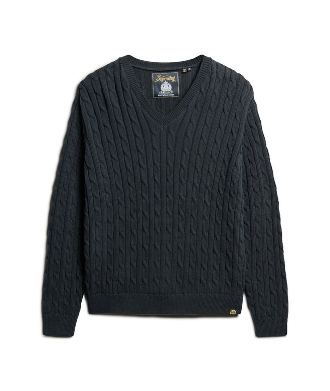 Oversized V Neck Cable Jumper