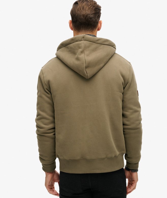 Hombre Sudadera con capucha, cremallera y forro de borrego en