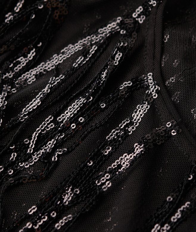 Sheer Short Sleeve Sequin Top