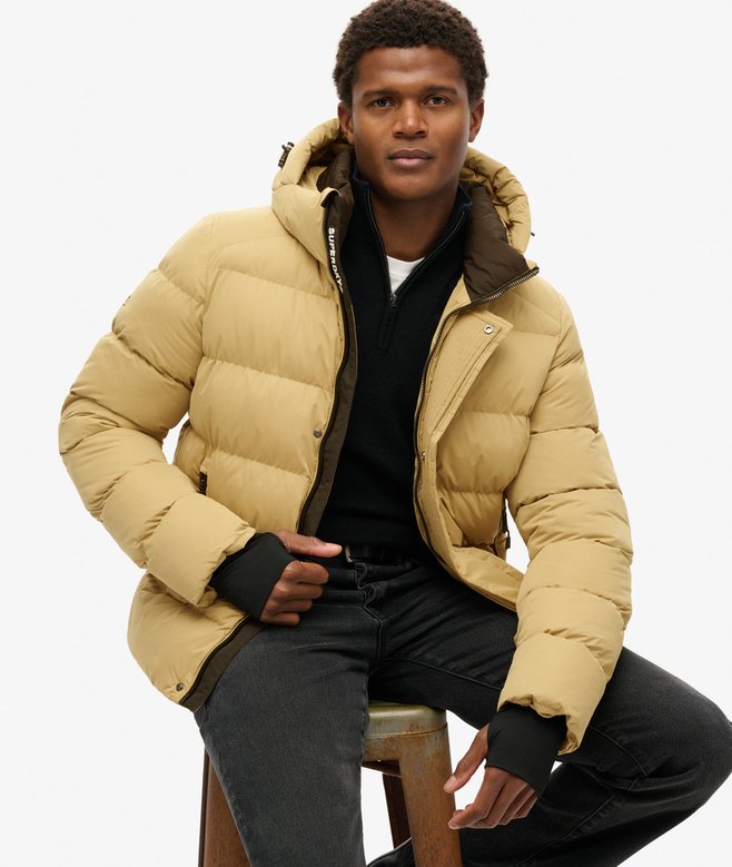 Hooded Microfibre Sport Puffer Jacket
