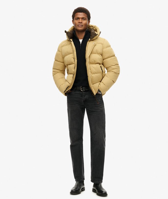 Hooded Microfibre Sport Puffer Jacket