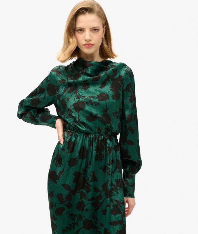 Maxi Cowl Neck Jacquard Dress