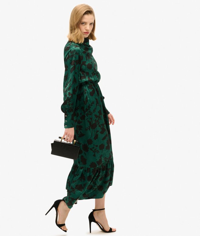 Maxi Cowl Neck Jacquard Dress