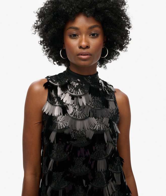 A-Line Fringe Sequin Dress