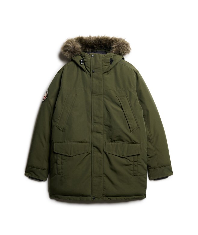 Superdry Abrigo Verde Largo Hombre Hombre Parka De Pelo Sintético