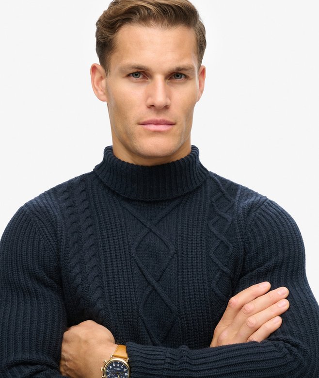 The Merchant Store - Cable Roll Neck Jumper