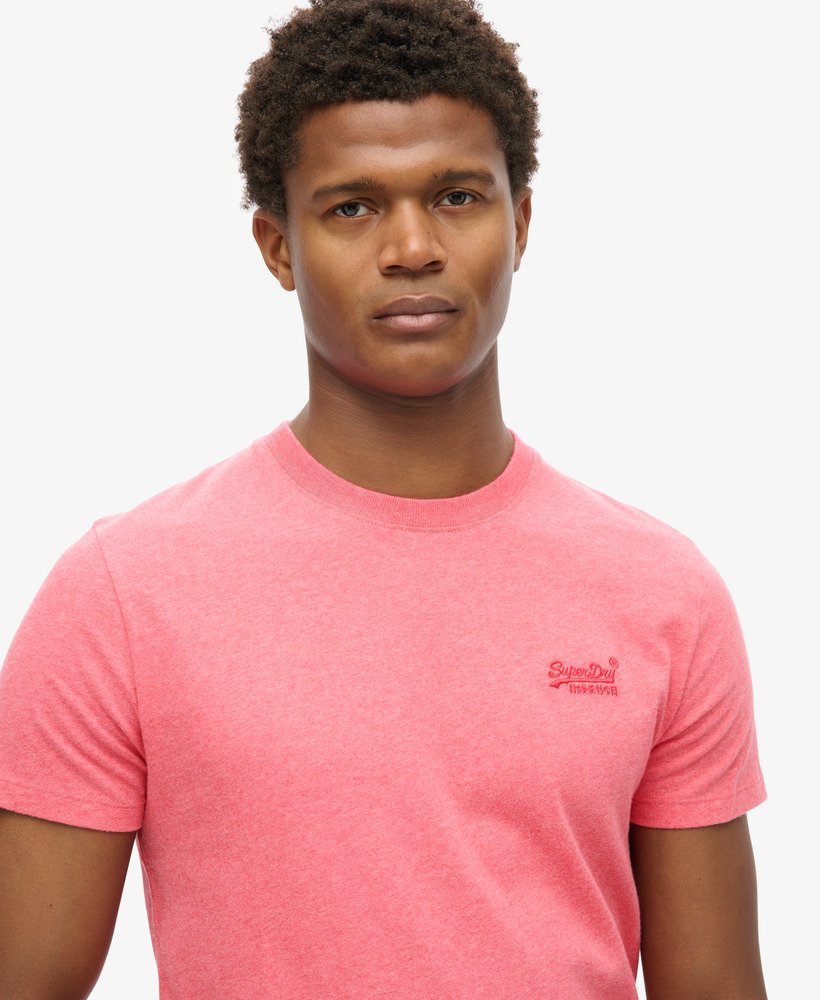 mens Organic Cotton Essential Logo T-Shirt in Punch Pink