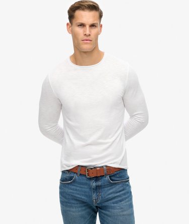 Raw Edge Slub Long Sleeve Top Image 1