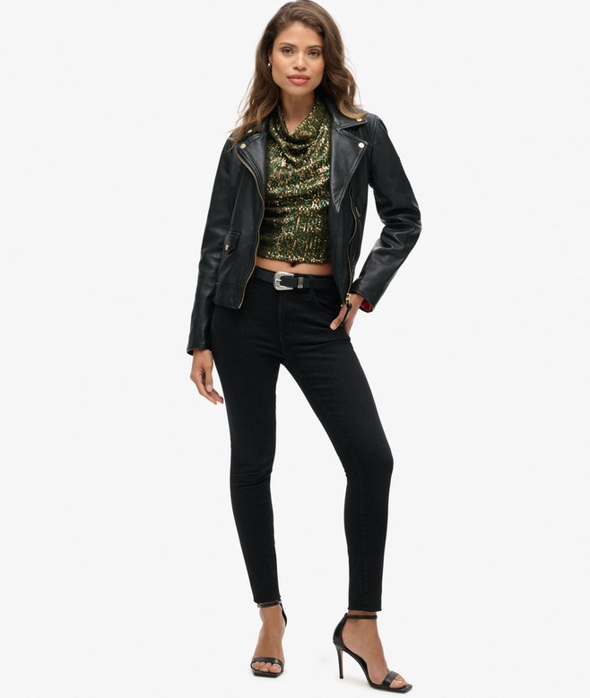 Cowl Halter Neck Sequin Top